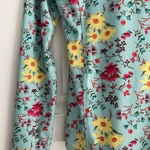 Next Floral Print Long Sleeve Top - Blue and Pink